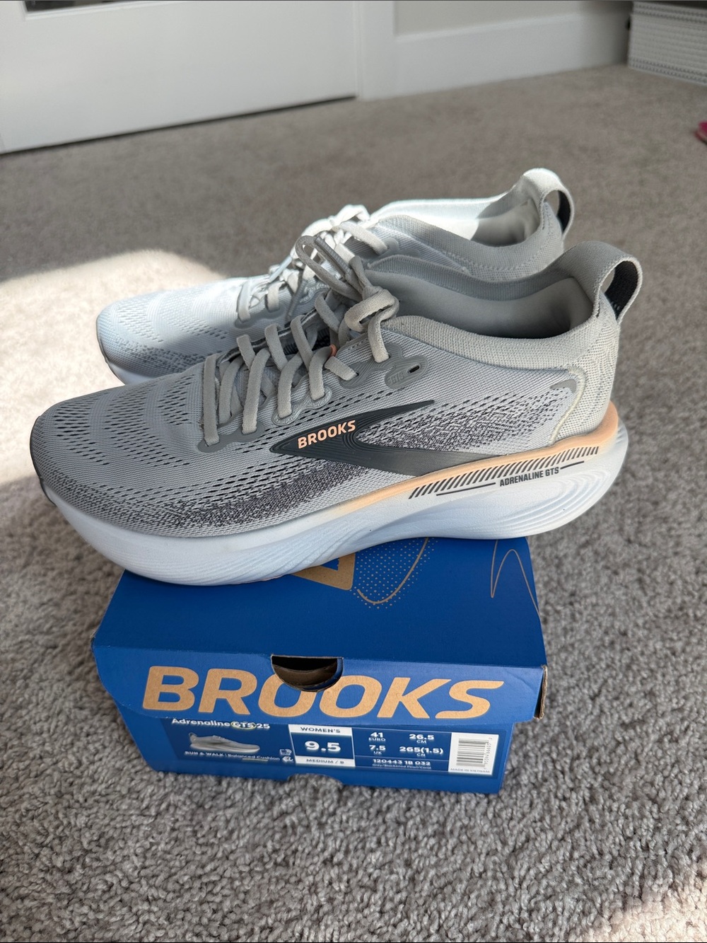 Brooks Men’s Running Shoes in Light Gray with Peach Accent